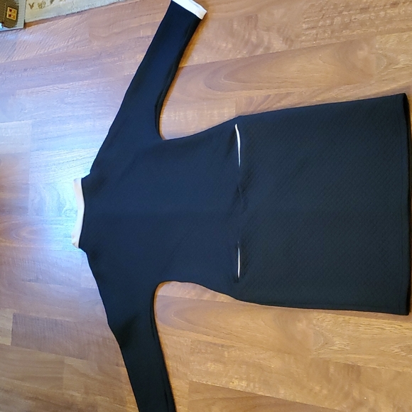 Lila Kass black mock neck shift sneath classic midi dress long sleeves size 6 - Picture 3 of 10